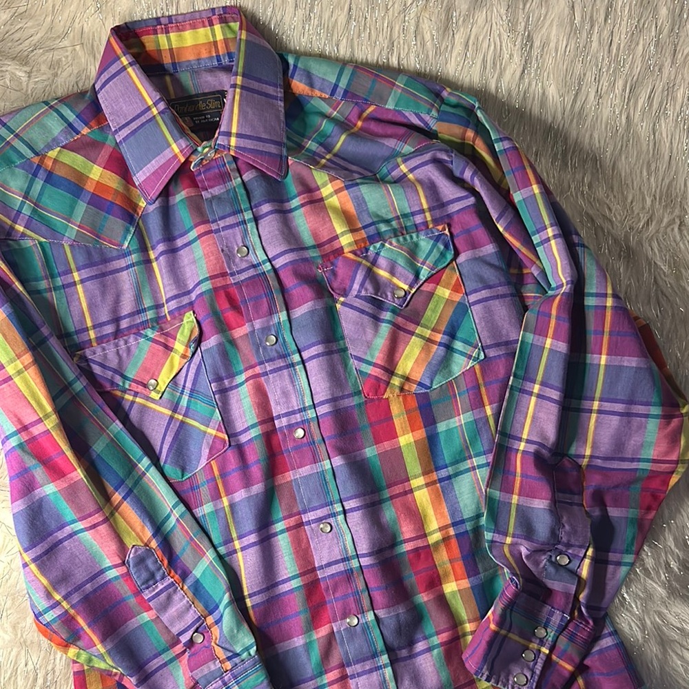 Panhandle Slim Vibrant Purple and Red Button Down Shirt